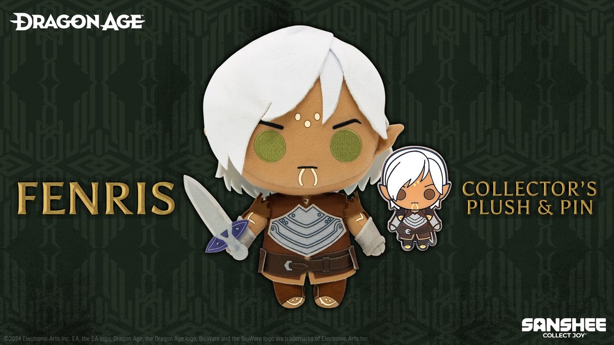 Fenris could really, really use a hug, and we know there’s no shortage of people who’d like to give him one. 💙 Now you can be one of them, with our Official #DragonAge Fenris Collector’s Plush and Pin!