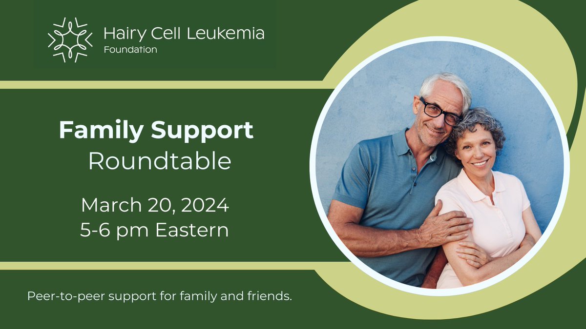 🌟 Are you the spouse, partner, or close family member of someone with HCL? Please join our Family Support roundtable next Wednesday, March 20. hairycellleukemia.org/calendar/2024/…