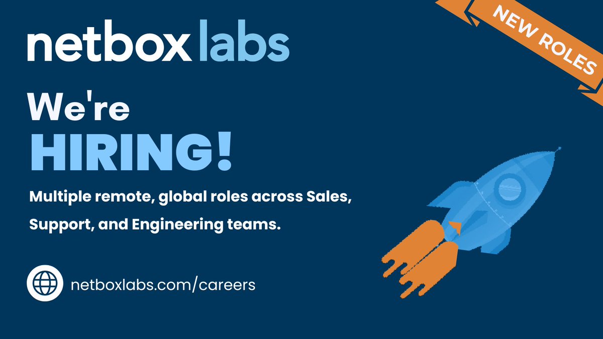 The NetBox Labs team is growing fast, with multiple openings in many roles! Check out netboxlabs.com/careers and email your credentials to careers@netboxlabs.com