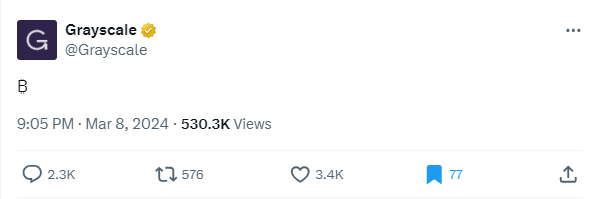 JaromirTesar's tweet photo. This tweet from Grayscale will go down in history.

They tweeted ₿. Tweed received 3.4K likes but 2.3K comments.

In the vast majority of comments, there was ₳.

#Cardano #Bitcoin