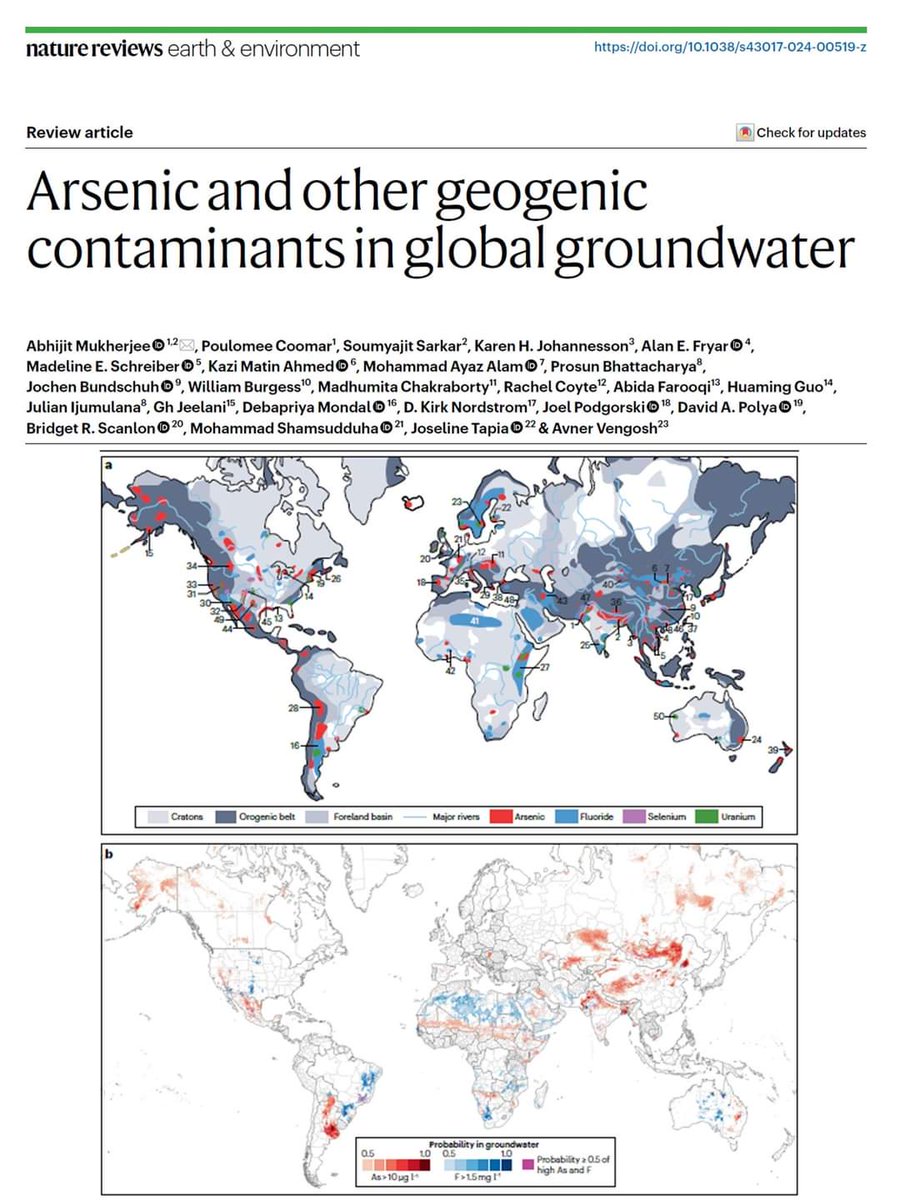 After two years of working together, and looking through 800+ literature sources, we present you the first NATURE Review on Arsenic, Fluoride, Selenium and Uranium in global groundwater. 
Access full text reading at: rdcu.be/dAWT0
Enjoy!