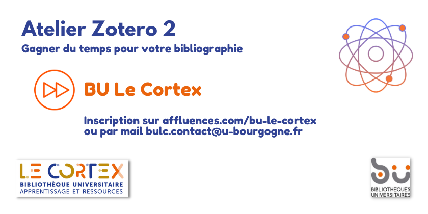 bibliothequesub's tweet photo. #FormationsBUuB
Vous souhaitez apprendre à automatiser vos bibliographies ? Inscrivez-vous au prochain atelier #zotero de la #BULeCortex ✍
📅 jeudi 21 mars à 13h
📍 Salle Phosphore
Inscription via @Affluences_App 👉 https://t.co/sccP3j4UXv https://t.co/ZBDt1c3Fty