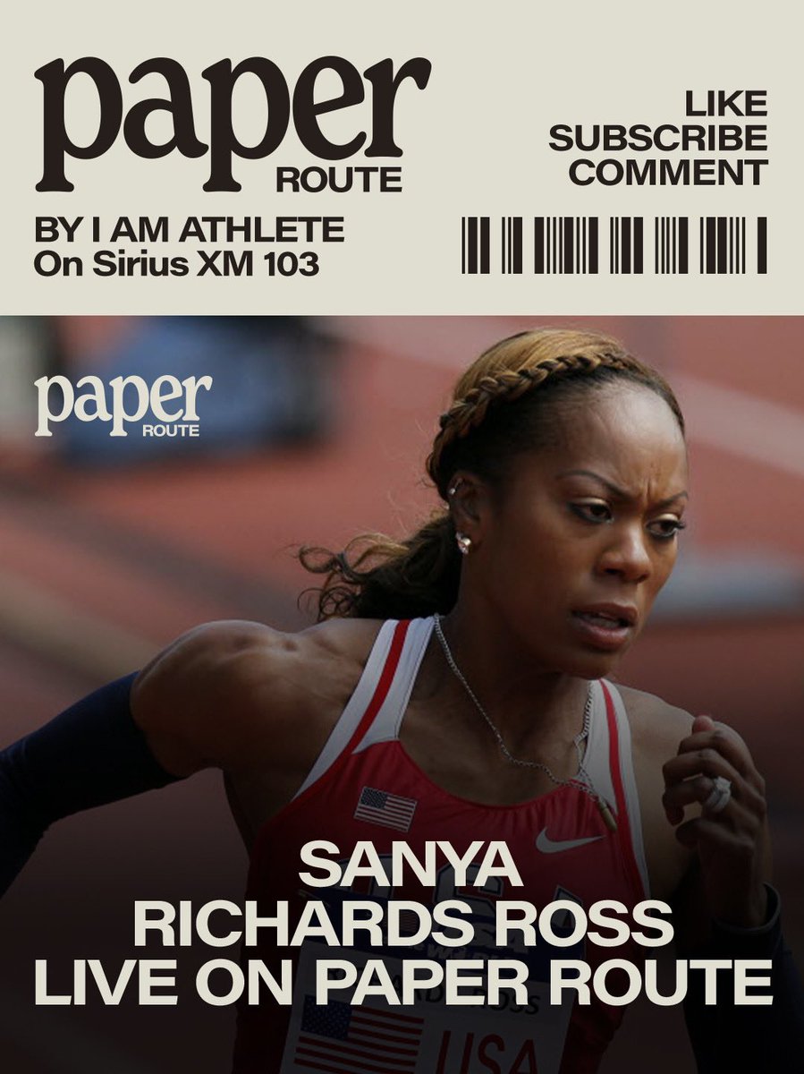 Sanya Richards-Ross

4x Olympic Gold Medalist

Live on Paper Route TODAY

12:45 PM ET <a href="/SiriusXMSports/">SiriusXM Sports</a> 

#WomensHistoryMonth