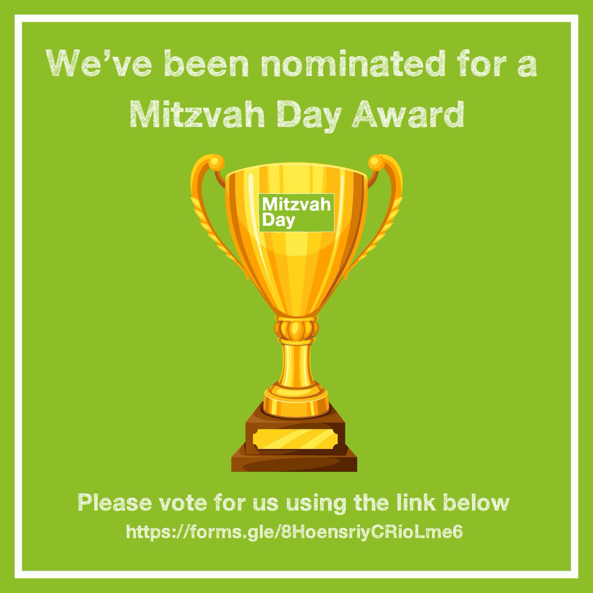 Delighted to announce @JewsInYork has been shortlisted for a @MitzvahDay Award! Well done @JayDProsser & the social action team! Please use the link to vote for us! forms.gle/8HoensriyCRioL… @OwenOwenpower @LiberalJudaism @SiRothstein @CTStuartDiamond @laurieshone92