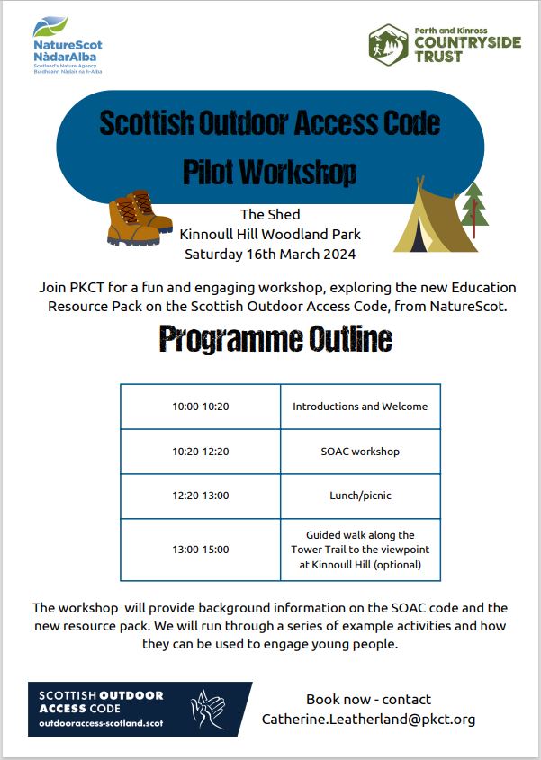 📢🌲Places are still available for a free event on Sat 16th March at Kinnoull Hill. This event will explore the new Education Resource Pack on the Scottish Outdoor Access Code from NatureScot. See details below 👇