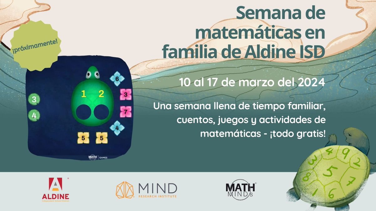 There’s still to time to engage with stories, games, and math activities in English and Spanish with your family. Join in on the fun here mindresearch.org/aldine-math-we…

<a href="/SibrianLeticia/">Leticia Sibrian</a> <a href="/STARS_902/">Tracy Mansfield</a> <a href="/DrFavy/">DrFavyCantu</a> <a href="/TRod_Math13/">Tiana Rivera (Rodriguez)</a> <a href="/thebrowne_math/">Divina Browne, Ed. D.</a>