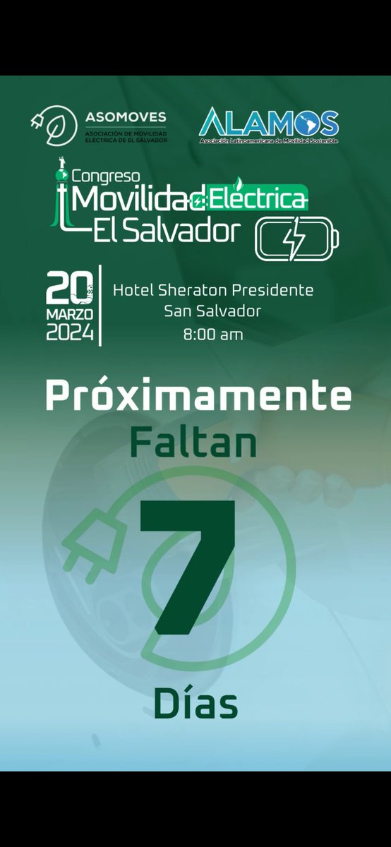 Faltan 7 días!!! 

Sé parte de este gran evento de conocimiwnto y experiencias únicas 
Estaremos platicando sobre el camino hacia un transporte sostenible 
¡No te lo puedes perder! 

Inscríbete 
lnkd.in/ebKMDrkS

#pasateaverde #movilidadelectrica