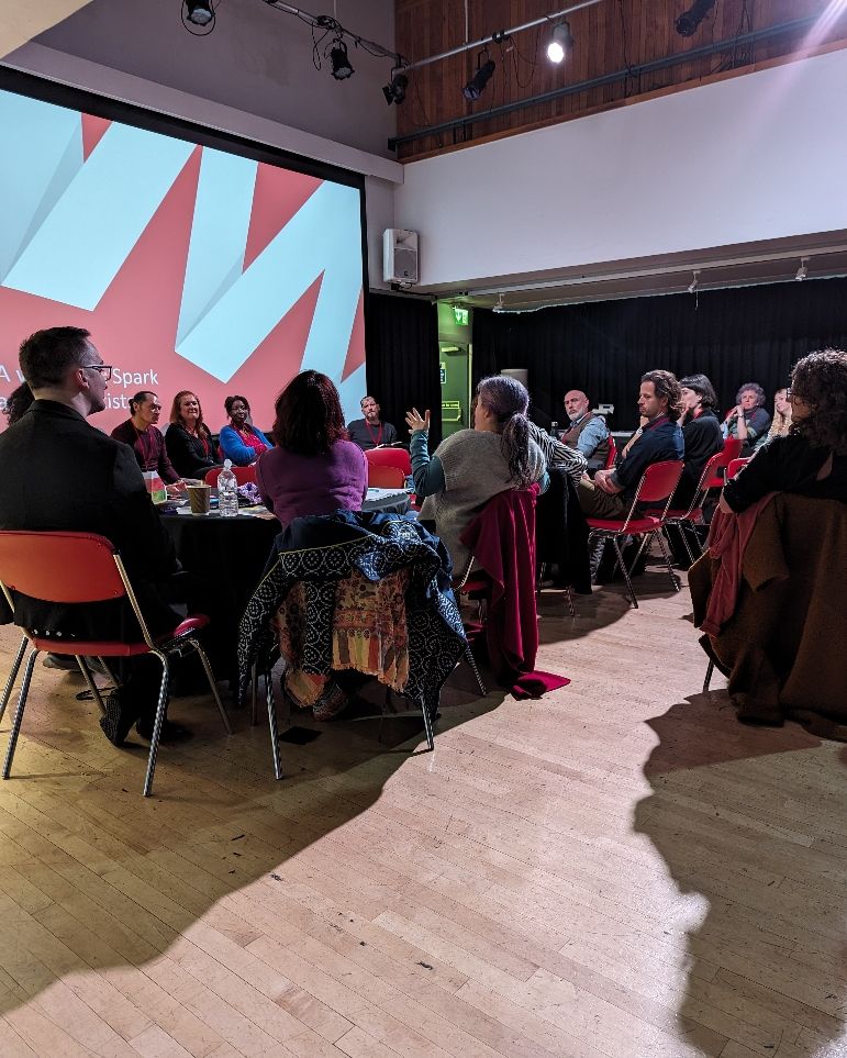 Some excellent feedback and questions for The Vital Spark Ideas Fund artists. It's amazing to have producers, programmers, directors and venues all in the same space with artists. #VitalSparkSymposium