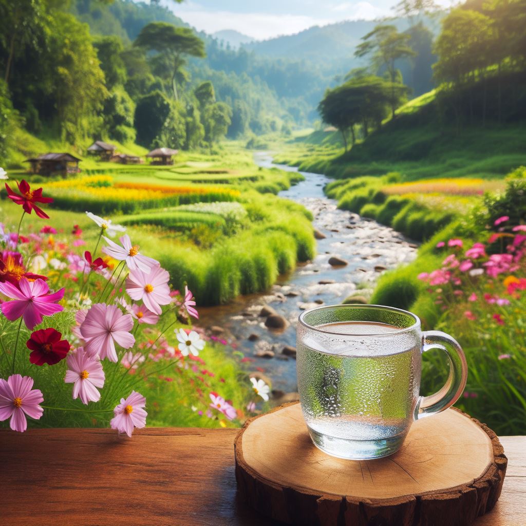 A refreshing cup with a stunning view