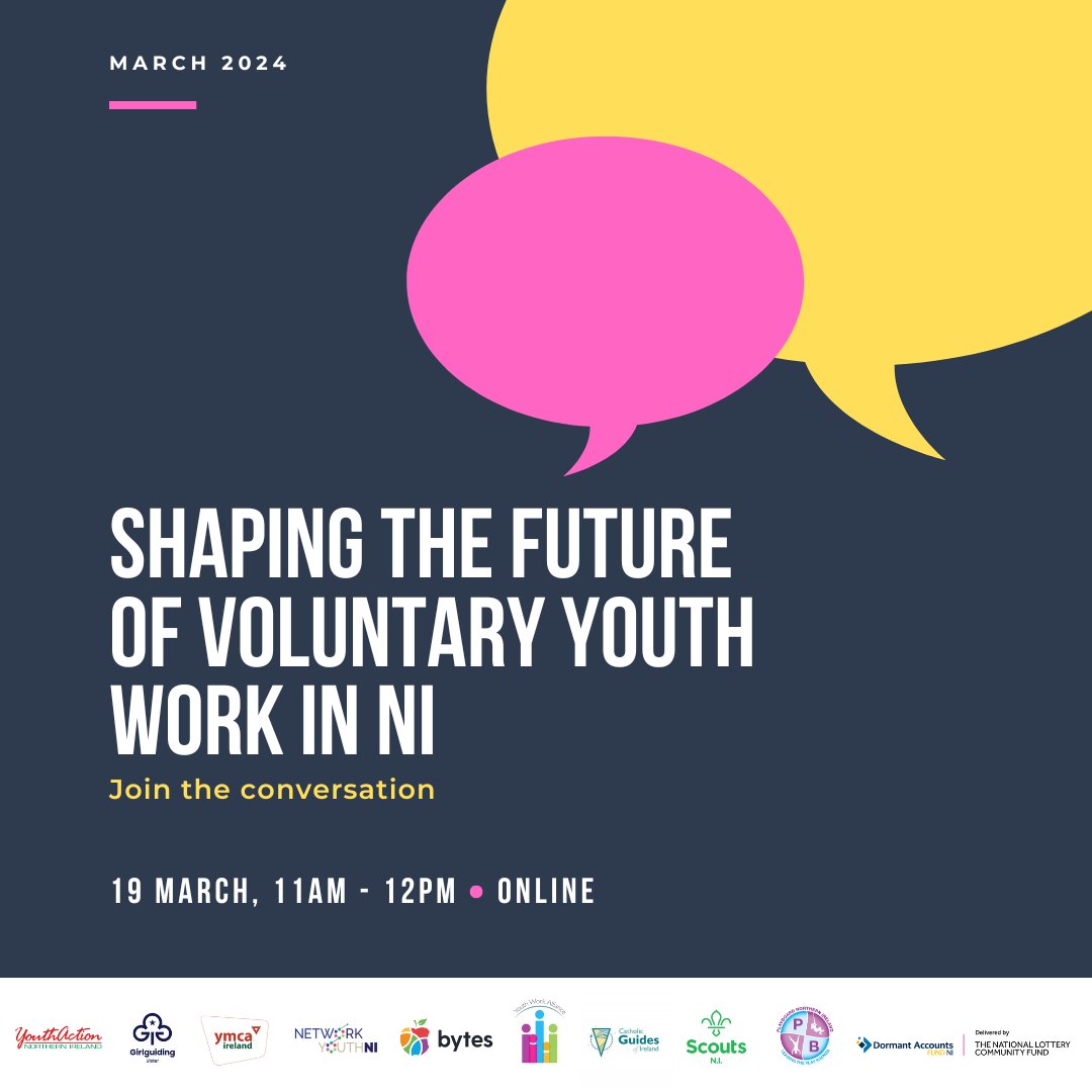 Want to add your voice to the 100+ people we've engaged with so far on the future of voluntary youth work? Well now there's another opportunity to attend, as we've added an online session for next week! Book your spot 👉 tinyurl.com/mt9jsyze #DormantAccountsFundNI
