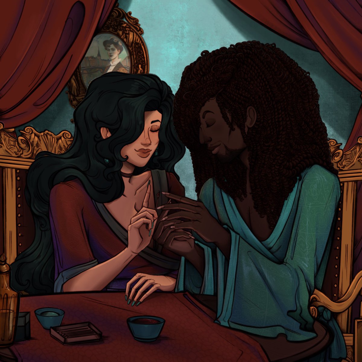keylimekiller's tweet photo. Collab with @CWiserArt for @EdensResources 💅🏿🕯️🖼️
| Characters: Sage “Matcha” Mabini + Zahmir Kian | 

#originalart #originalcharacter #procreate #artistsontwitter #OriginalContentArtist #edensharbor #cozy #nailnight #selfcare #sweetlyviolentsocs https://t.co/nIQP7Lb8pa