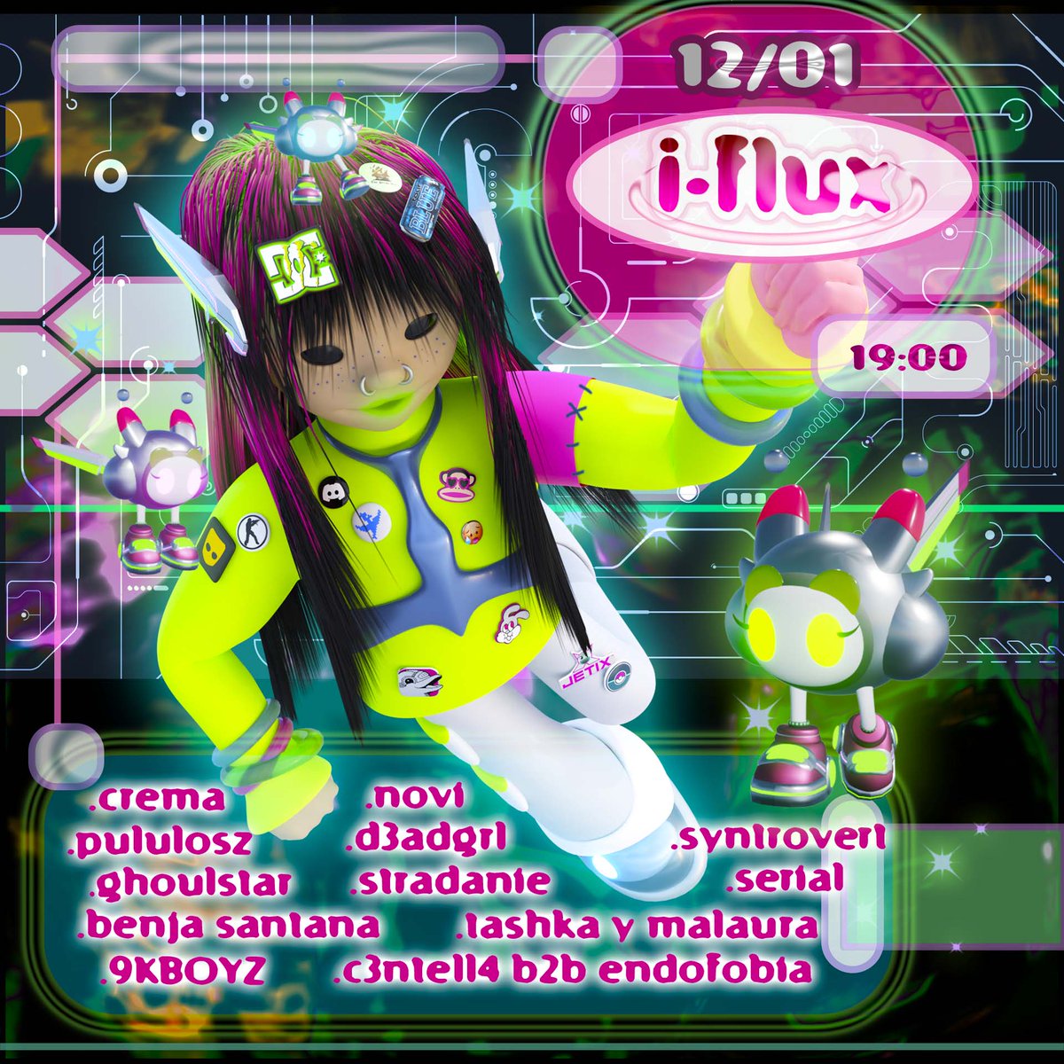 Afiche que hice para I-Flux en colab con mi chamito Onitic que no usa X