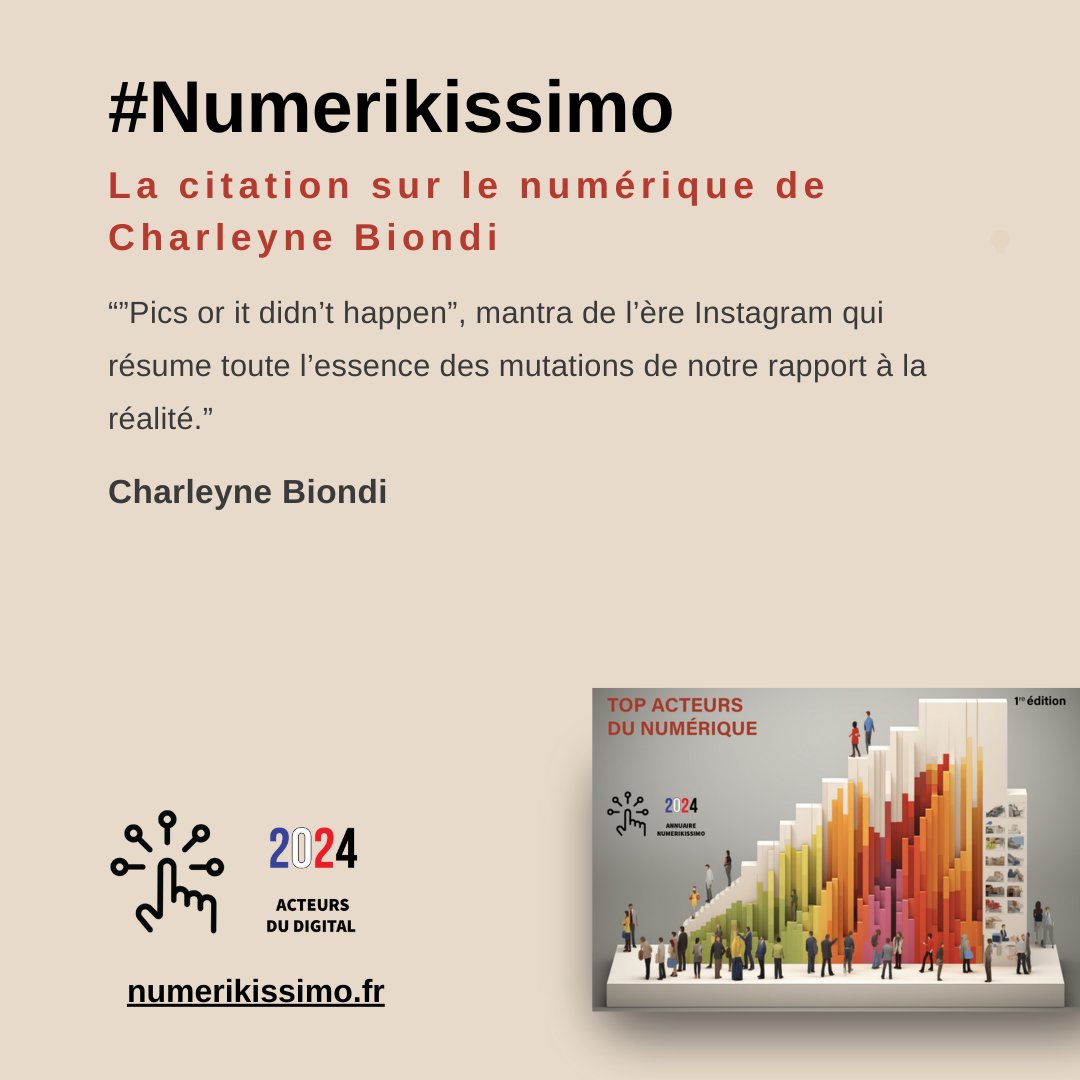 #CitationDuJour 💬 Retrouvez la citation sur le numérique de @catchthewhistle dans le Top acteurs du numérique en France en 2024. ⤵️ Téléchargez le livre @numerikissimo avec + de 100 personnalités ! ▶️ numerikissimo.fr #Numerikissimo #Instagram