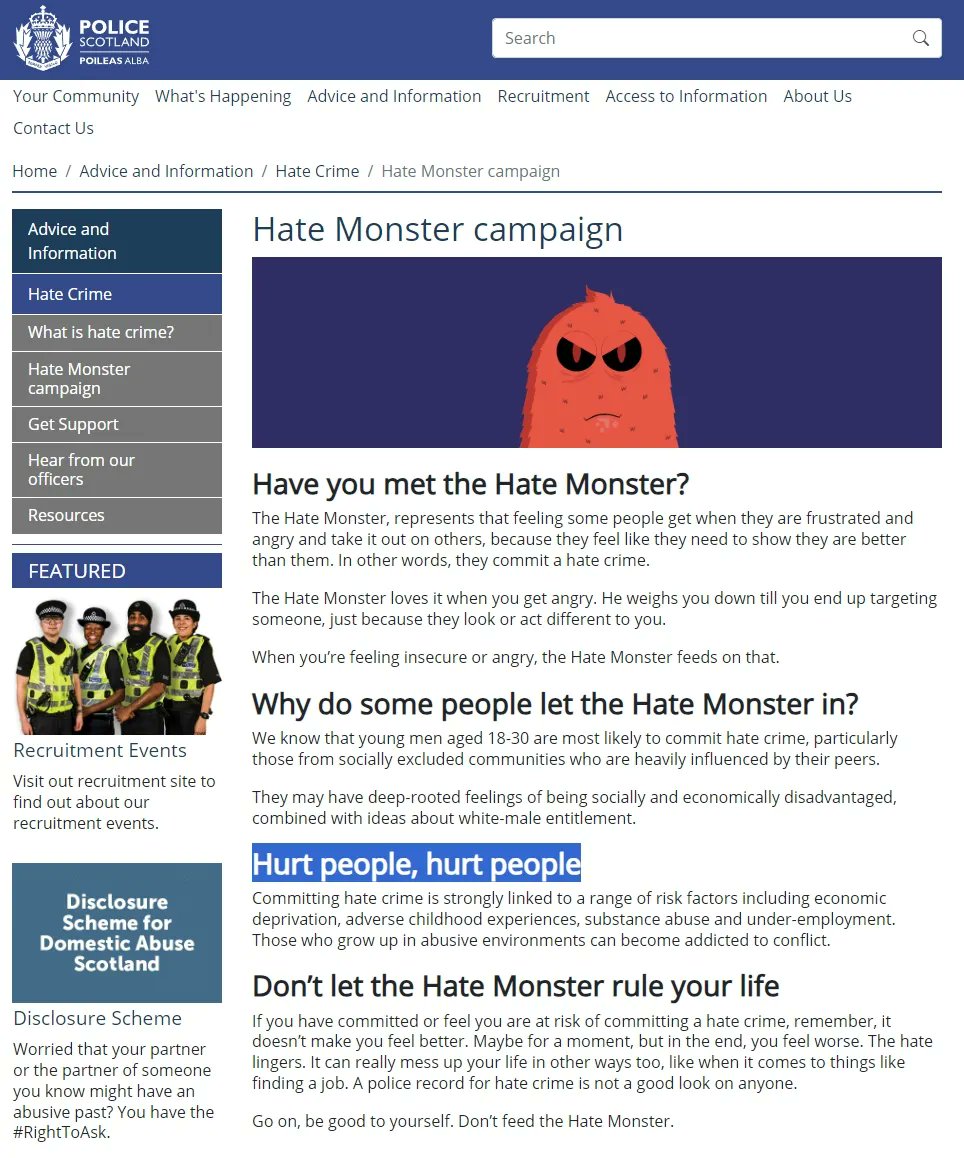 Fergie_CJ's tweet image. The hate monster? Seriously? Are we, and police Scotland, being run by a fucking primary one class? Or are they just allowing the lowest IQ idiots to dictate to them? Frankly, it doesn’t even matter. It’s offensive to any half intelligent adult.
