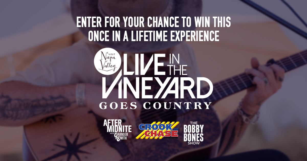 WANT TO WIN A TRIP TO CALIFORNIA’S BEAUTIFUL WINE COUNTRY? 'LIVE IN THE VINEYARD GOES COUNTRY' IS AN INCREDIBLE EXPERIENCE OF WINE, FOOD & INTIMATE PERFORMANCES BY @RodneyAtkins @saraevansmusic @ScottyMcCreery AND MORE. Enter here for your chance to win ihr.fm/4c1koKq