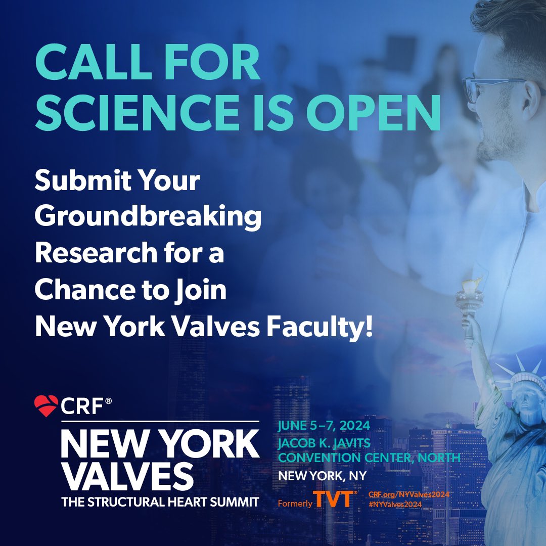 Call for Science for #NYValves 2024 meeting @crfheart @SOLACI3 @CACIarg @sbhci @lamelaspablo @msztejfman @CarlosFava4 @pbaglioni @carlaagatiello1 @mandresaguero @paulgamboad @FaustoHerediaDr @felixdamasds @mariobaloo @eduardosaadi @msimonatomd