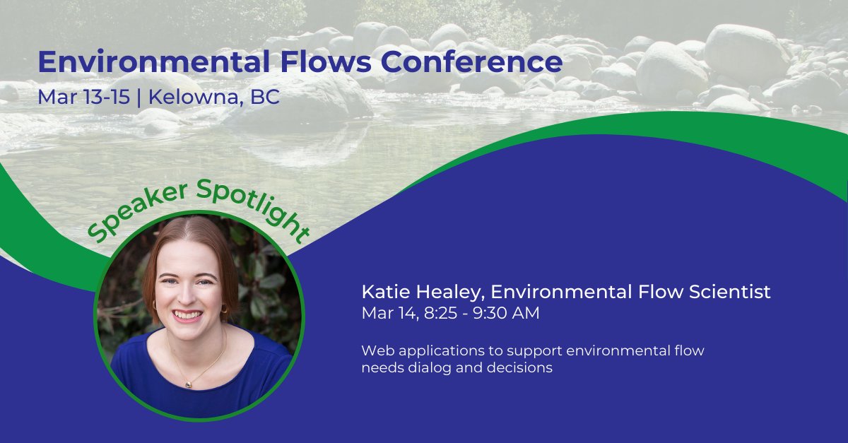 Join our Environmental Flows Team Lead, Katie Healey, at the Environmental Flows Conference tomorrow to learn how purpose-built web applications can be developed to support #environmentalflows dialog and decision-making.

We hope to see you there!
#WaterManagement #Sustainability