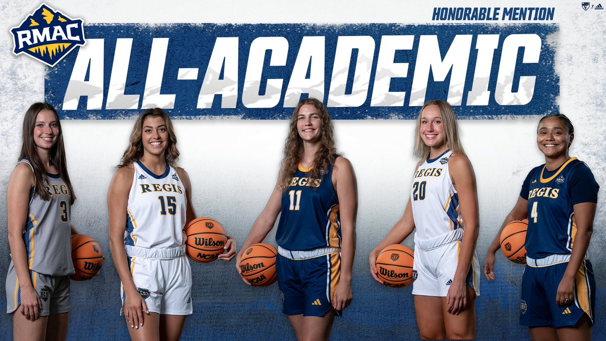 WBB | In addition to their two First-Team All-Academic winners, the @RegisRangersWBB team also had FIVE student-athletes earn RMAC Honor Roll! #RangerUp 📚🏀