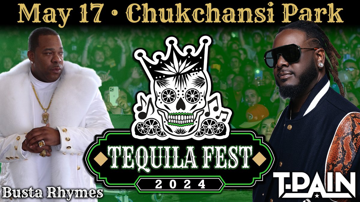 🚨 BREAKING 🚨 Tequila Fest is BACK, featuring <a href="/TPAIN/">T-Pain</a> and <a href="/BustaRhymes/">Busta Rhymes</a> 🎵 Don’t miss one of the year’s hottest concerts. Tickets go on sale TOMORROW at 10a 🎉