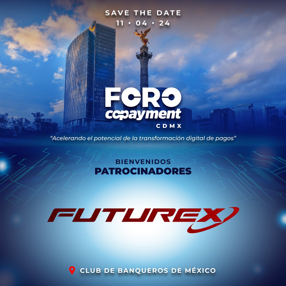 ¡Le damos la bienvenida a @Futurex como patrocinador del FORO COPAYMENT CDMX! 📆 11 de Abril, 2024 📍 Club de Banqueros de México ➡️ Regístrate: foro.copayment.com.mx/#/signup #forocopaymentcdmx