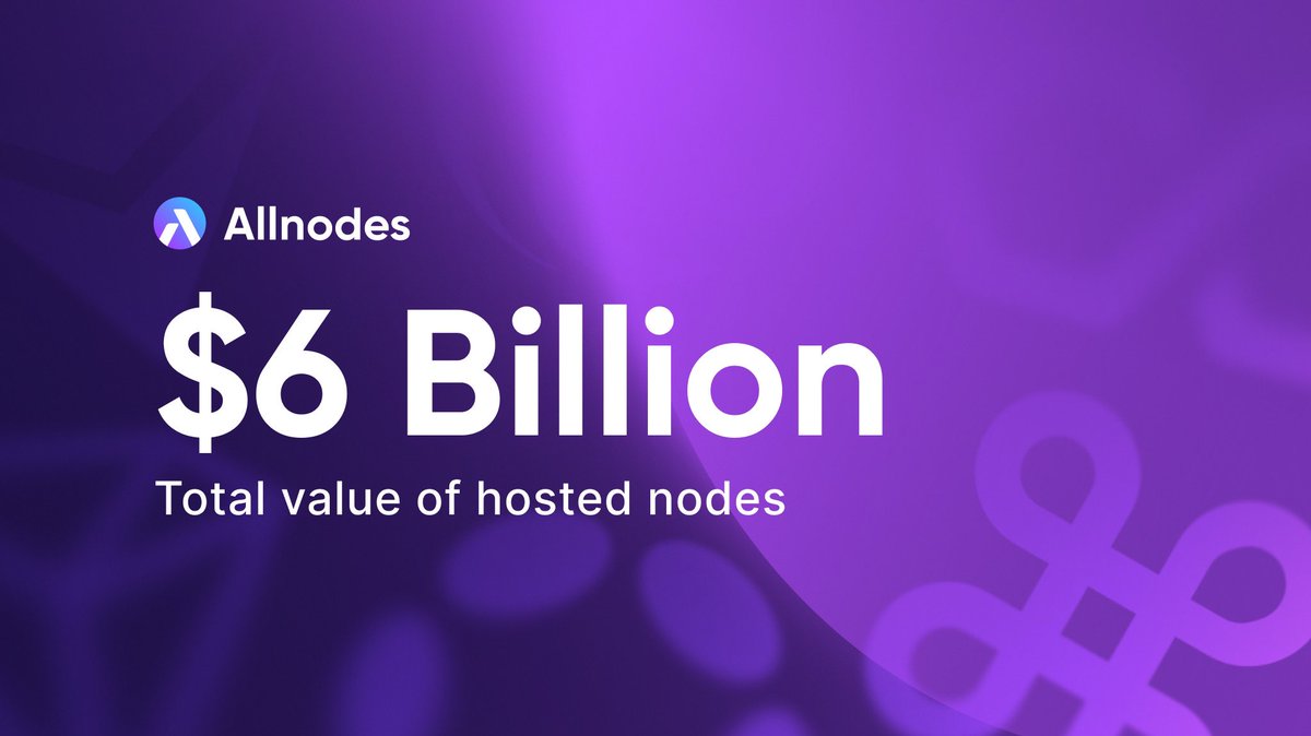 A new major milestone, friends! ⚡#Allnodes now securely hosts over 6 Billion $USD in #crypto on our platform. Thank you for trusting us with your #node hosting and #staking needs. Your support keeps us focused on delivering better, smarter solutions for our community!