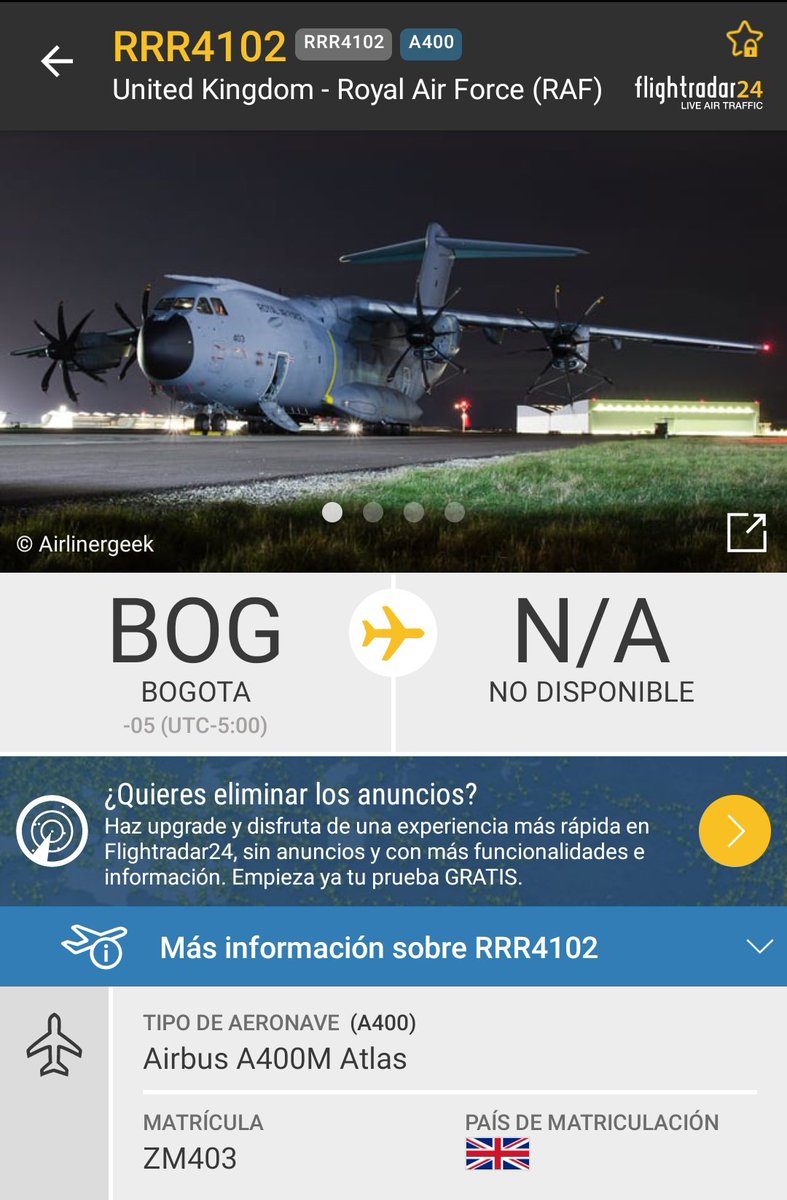 JulioNez2081368's tweet image. Airbus A-400M Atlas de la ROYAL AIR FORCE iniciando rodaje en taxi a pista para presunto viaje a el aeropuerto de Santiago De Chile, procedente desde Bogotá
. 
. 
#RAF #scel #Airbus #AtlasNavi