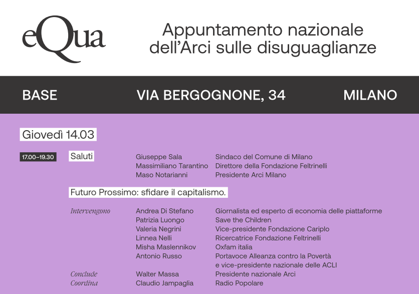 MasloMisha's tweet photo. �� GIO 14 Marzo 2024
🕔 ore 17-19.30
📍#BaseMilano - via Bergognone, 34
📢 Interverrò, in ottima ed autorevole compagnia, al panel '#FuturoProssimo: sfidare il #capitalismo' in apertura della terza edizione di #eQua, l'iniziativa nazionale di @ArciNazionale sulle #disuguaglianze https://t.co/THOJlMruVF