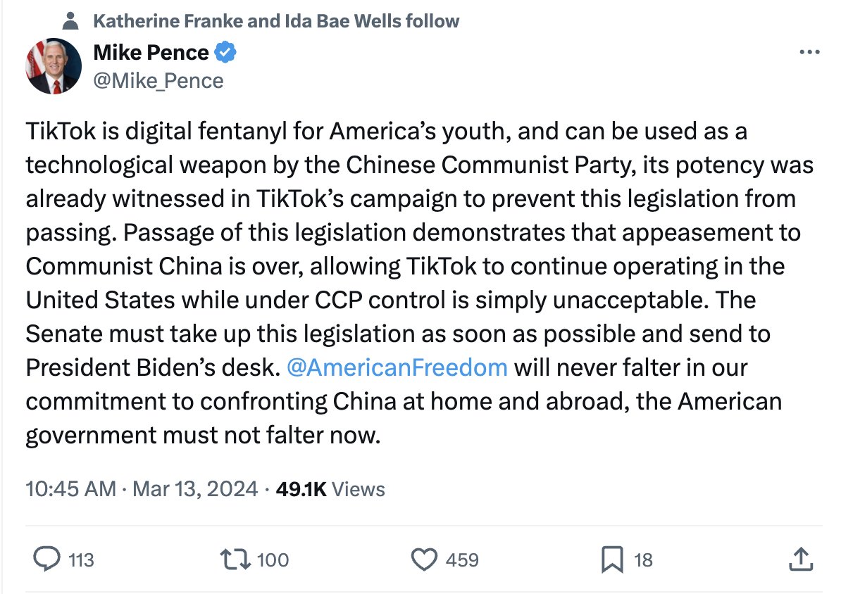 JameelJaffer's tweet photo. Tired: speech=violence
Wired: speech=digital fentanyl for America's youth
[Inspired: PASS A COMPREHENSIVE PRIVACY LAW] https://t.co/JvIBhyu170