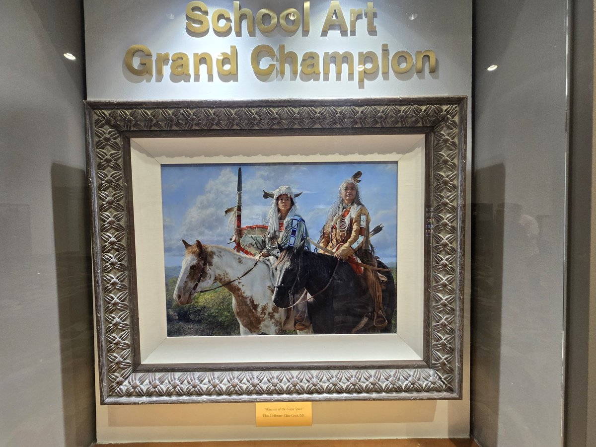 Check out the grand champion painting "Warriors of the Great Spirit" that was sold for $275,000 at the annual student art auction on March 10, 2024 <a href="/rodeohouston/">RODEOHOUSTON</a> $600 million has been donated to Texas youth and education since 1932 👏 👏 👏 
#art #donations #school #education