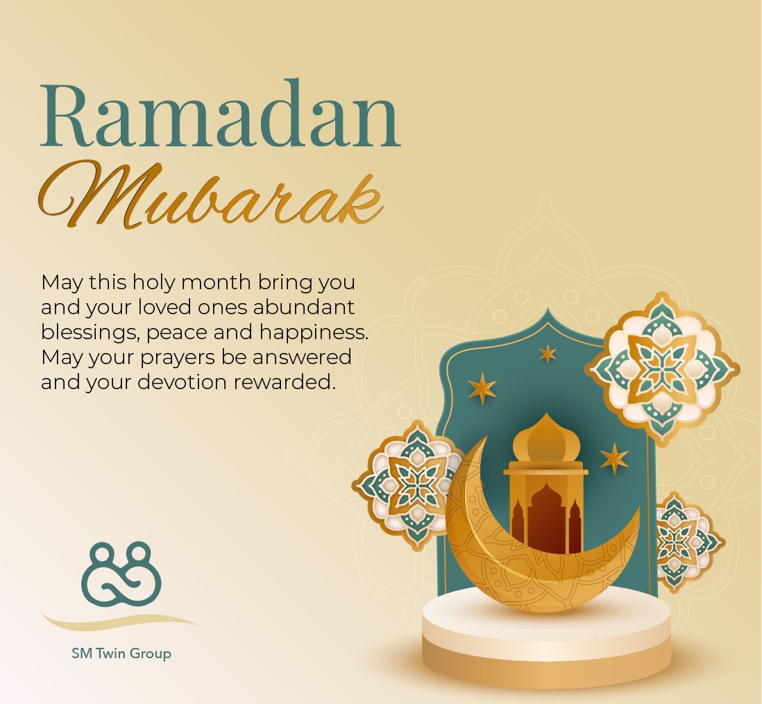 smtwingroup's tweet photo. Ramadan Mubarak ☪️

May this holy month bring you and your loved ones abundant blessings, peace and happiness. May your prayers be answered and your devotion rewarded.

#SMTwinGroup #Ramadan #RamadanMubarak #IslamicMonth #MuslimCommunity https://t.co/BYtx2B70fN