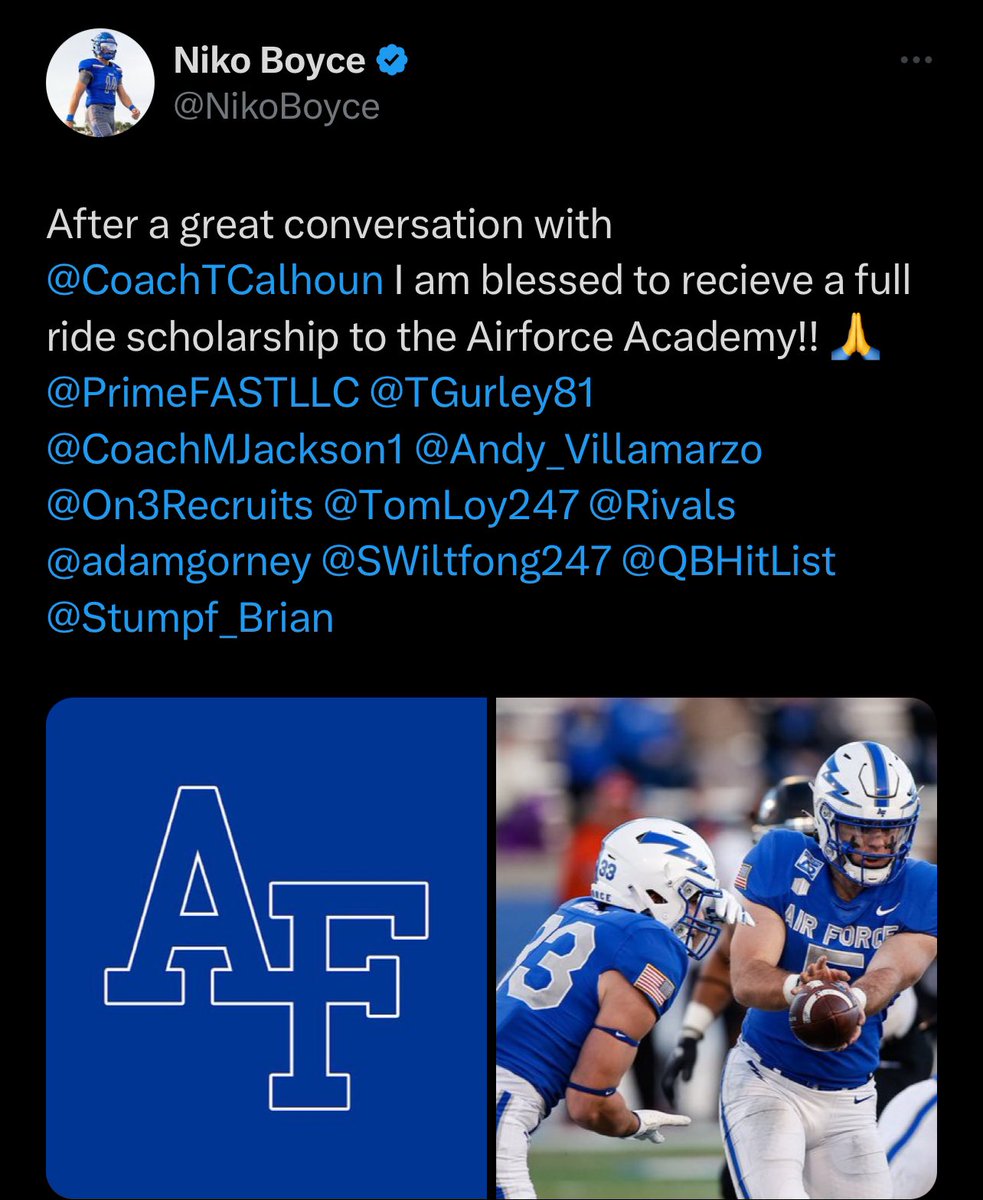 Congrats @NikoBoyce on the @AF_Football offer!!! We get #offers & #results at Torigurley.com Sign Up Now