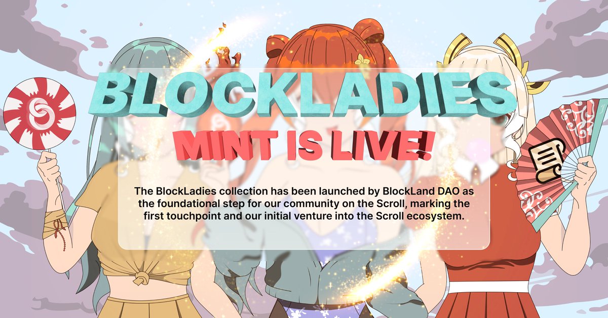 BlockLandDAO's tweet image. Mint Alert! 🎉

The BlockLadies has officially launched! 👇

blockladies.xyz