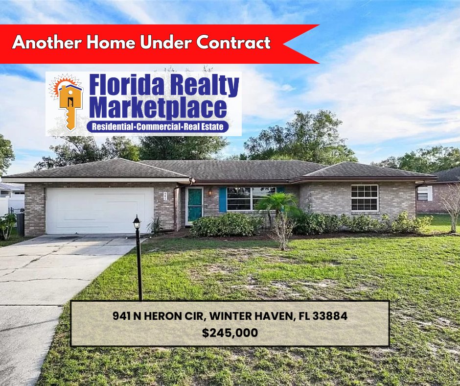 Another home UNDER CONTRACT with Florida Realty Marketplace.
Call 863-877-1915 for us to help you with buying or selling your home!

#Floridarealtymarketplace #winterhavenfl #undercontract