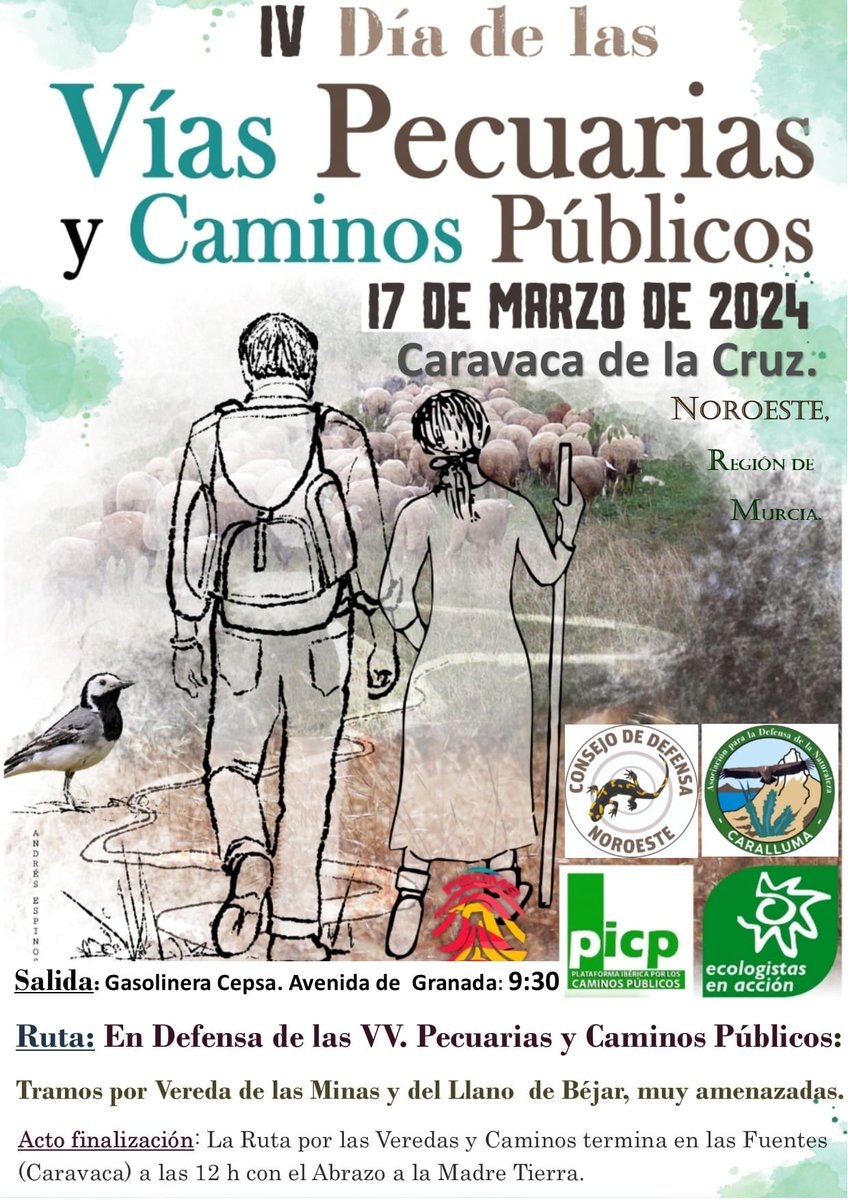 defensanoroeste's tweet photo. El Domingo 17 de Marzo convocamos en Caravaca la ruta reivindicativa "IV Día de las vías pecuarias y caminos públicos", terminando en el ABRAZO a la MADRE TIERRA que se realizará simultáneamente con casi un centenar de organizaciones en diferentes lugares de España.  Más info👇 https://t.co/grvXwifKw7