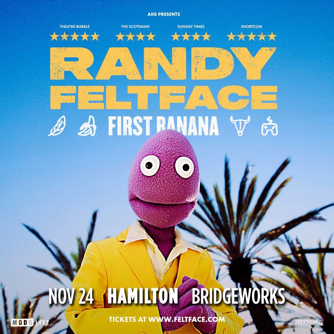 The 1st banana appeared on earth 10,000 years ago. Randy Feltface believes humanity has been in a downward spiral ever since. The only logical soluIon is a brand new hour of comedy from a felt-faced comedian with an axe to grind. He lands at BW on Nov 24 - tix on sale Friday!