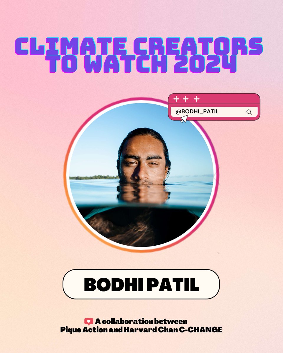 HarvardCCHANGE's tweet photo. Ease your climate anxiety &amp; make waves in ocean health by following @bodhislight.

On our #ClimateCreators24 list w/ @PiqueAction, Bodhi is guiding a generation to discover their role within ocean-climate conservation and planetary wellbeing. https://t.co/B3i6FVpLv3 https://t.co/p36BsyYGol