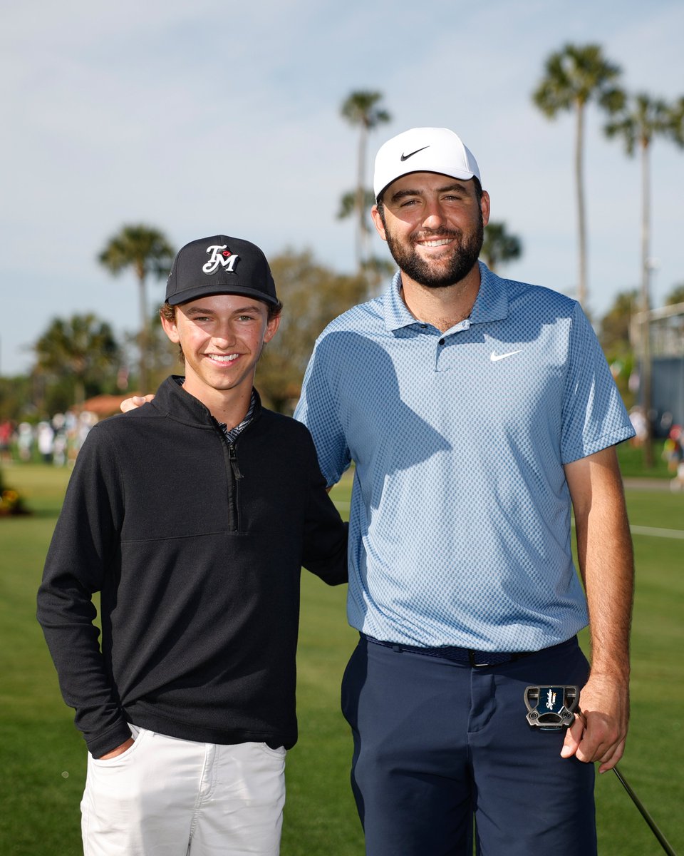 THEPLAYERS's tweet photo. Jr. PLAYERS Champion 🤝 THE PLAYERS Champion

2023 @AJGAGolf Player of the Year visited TPC Sawgrass this morning to meet Scottie Scheffler.

#THEPLAYERS https://t.co/zUJX1EXCFQ