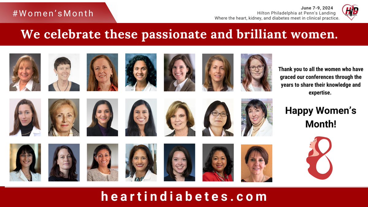 For Women's Month, we celebrate these brilliant women who have shared their expertise in pursuit of medical education. See more exceptional women featured in this year's conference. #8thHeartInDiabetes #womensmonth Register today, visit: heartindiabetes.com/registration