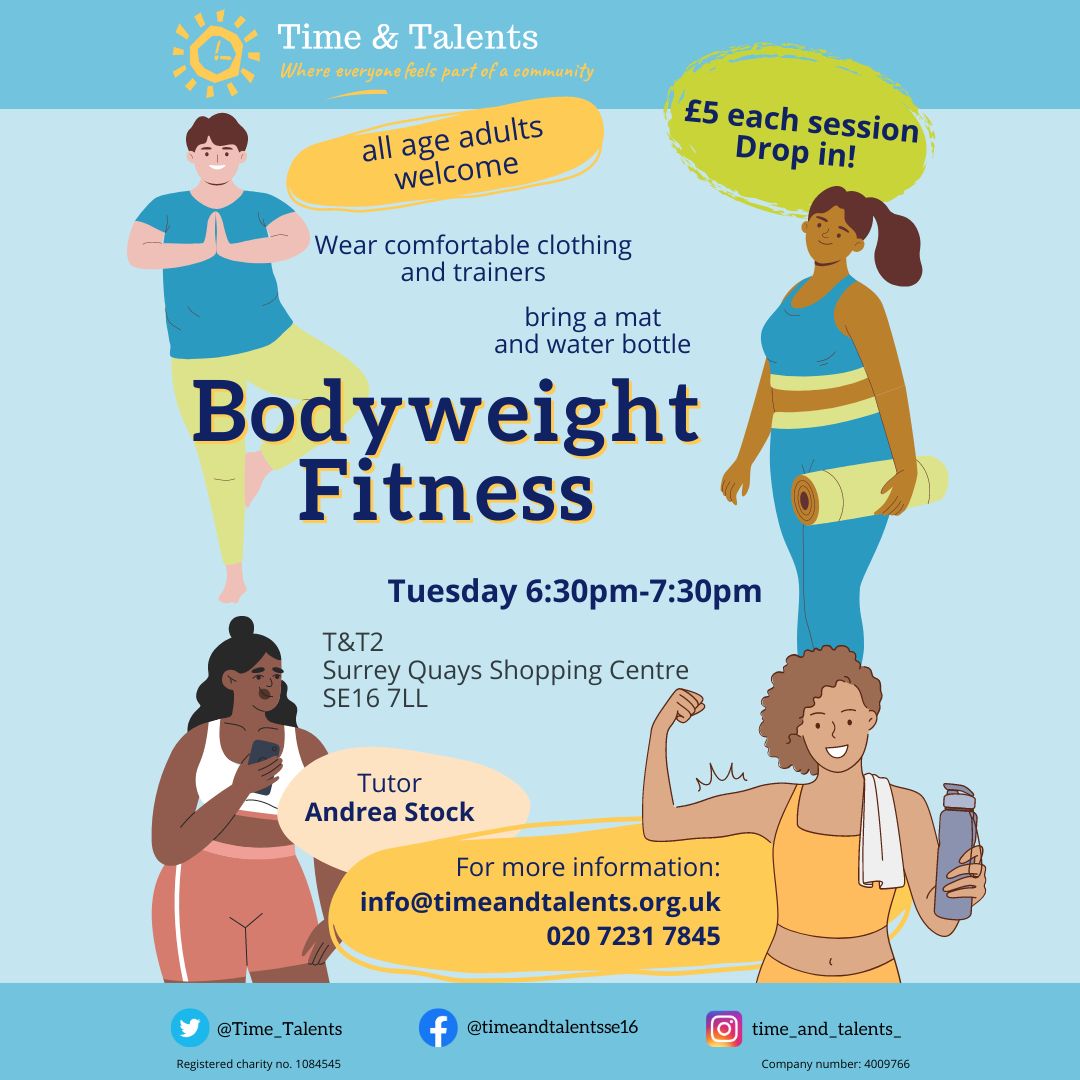 Did you know about the new Time & Talents bodyweight fitness classes on Tuesday evenings? All age adults welcome! #health #fitness #community #se16