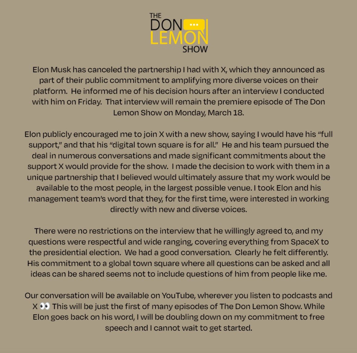 Principes kunnen maar zo ver gaan… ‘His commitment to a global town square where all questions can be asked and all ideas can be shared seems not to include questions of him from people like me.’