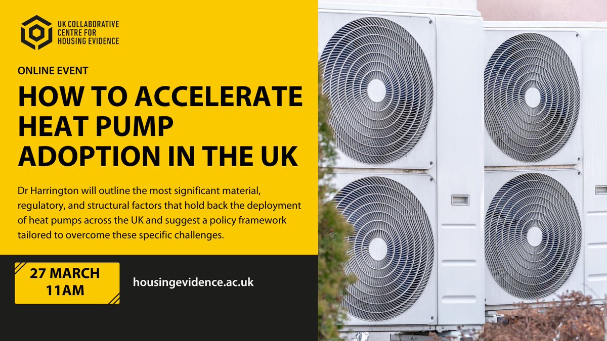 Join us for our next online event, where Dr Nicholas Harrington will discuss the material, regulatory, and structural barriers hindering heat pump deployment in the UK.  

🗓 March 27 
⏰ 11am 

(link in comments)