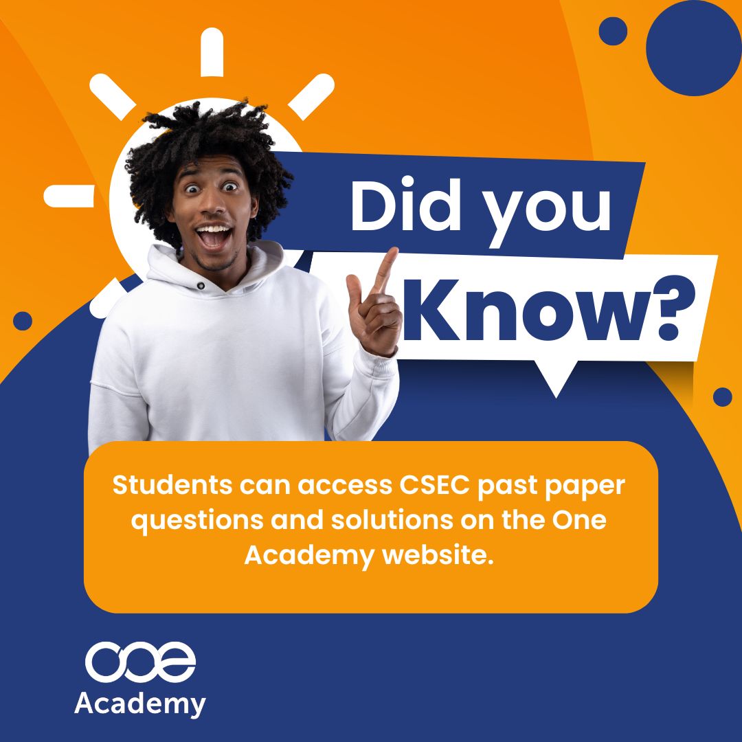 MyOneAcademy's tweet image. Did you know? 🤔 

Students can access CSEC past paper questions and solutions on the One Academy website! 🌟

Prepare for your CSEC exams by practising past papers' questions. 

Sign up today!   

#csec #cxcexams #pastpaper #csecexams