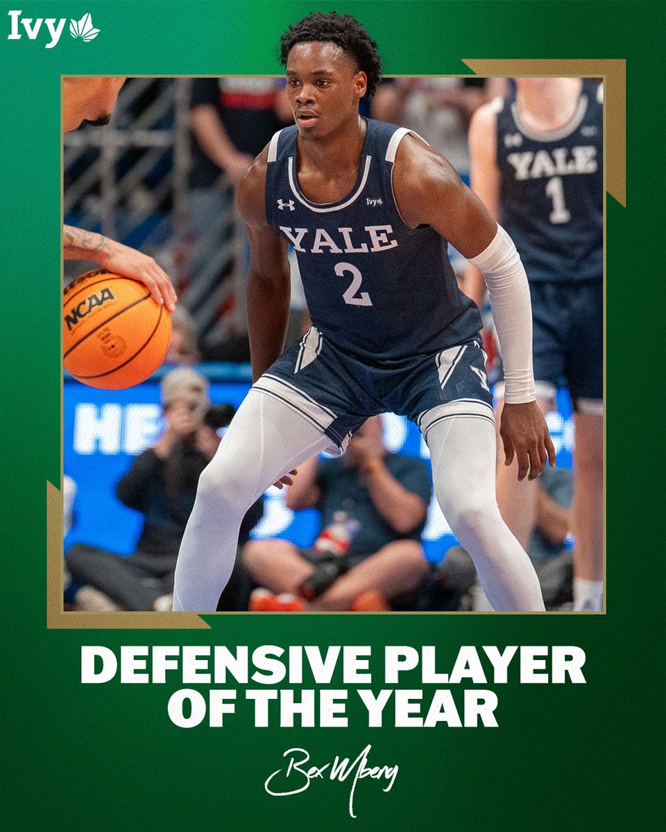 @PrincetonMBB .@YaleMBasketball's Bez Mbeng repeated as Defensive Player of the Year. He finished the season with 57 steals. 🌿🏀 📰 » ivylg.co/MBB031324