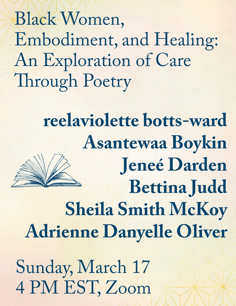 Please join us on Sunday for readings by six Black Lawrence Press poets followed by a panel on Blackness, womanhood, girlhood, and healing. This event is free with Zoom registration. l8r.it/8FmZ #poetry #poetrycommunity #poetryreading