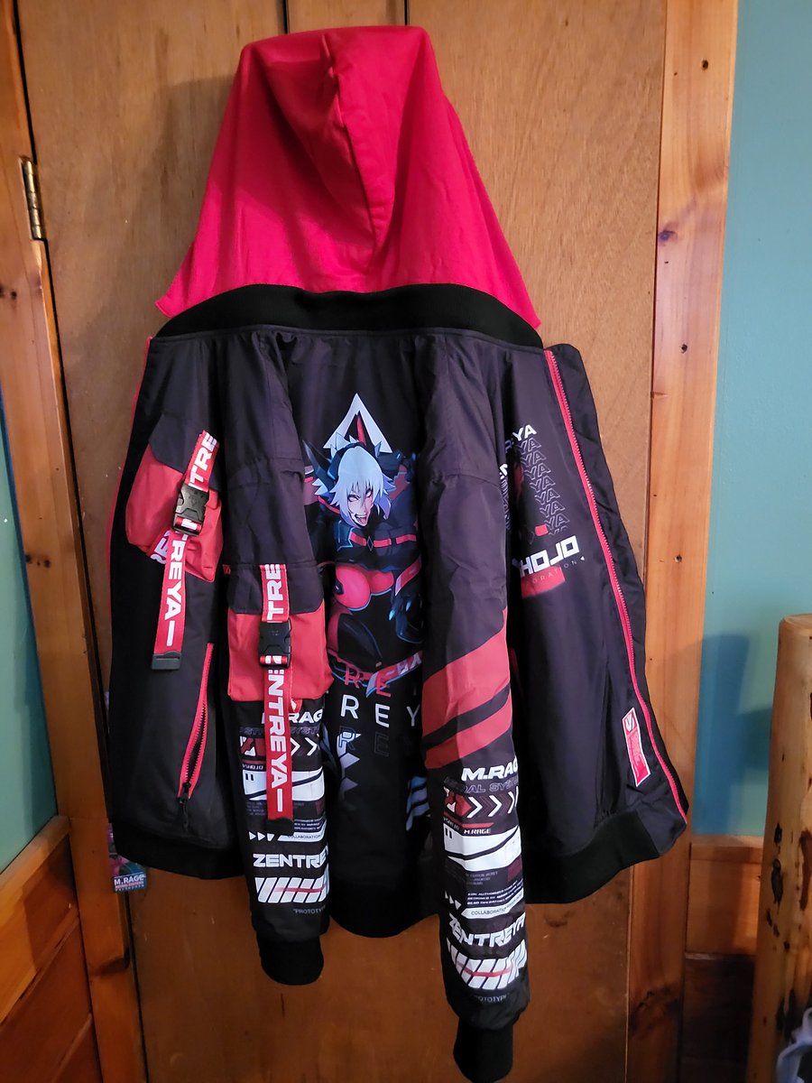 Theorist1989's tweet photo. Just got my @zentreya #zentreya #mrage bomber jacket and dude it's nice as hell. Now I can wear my favorite #Vtubers jacket and have my Adam Jensen (Deus Ex) and Vash the stampede jackets too. https://t.co/MJBFyOdMPW