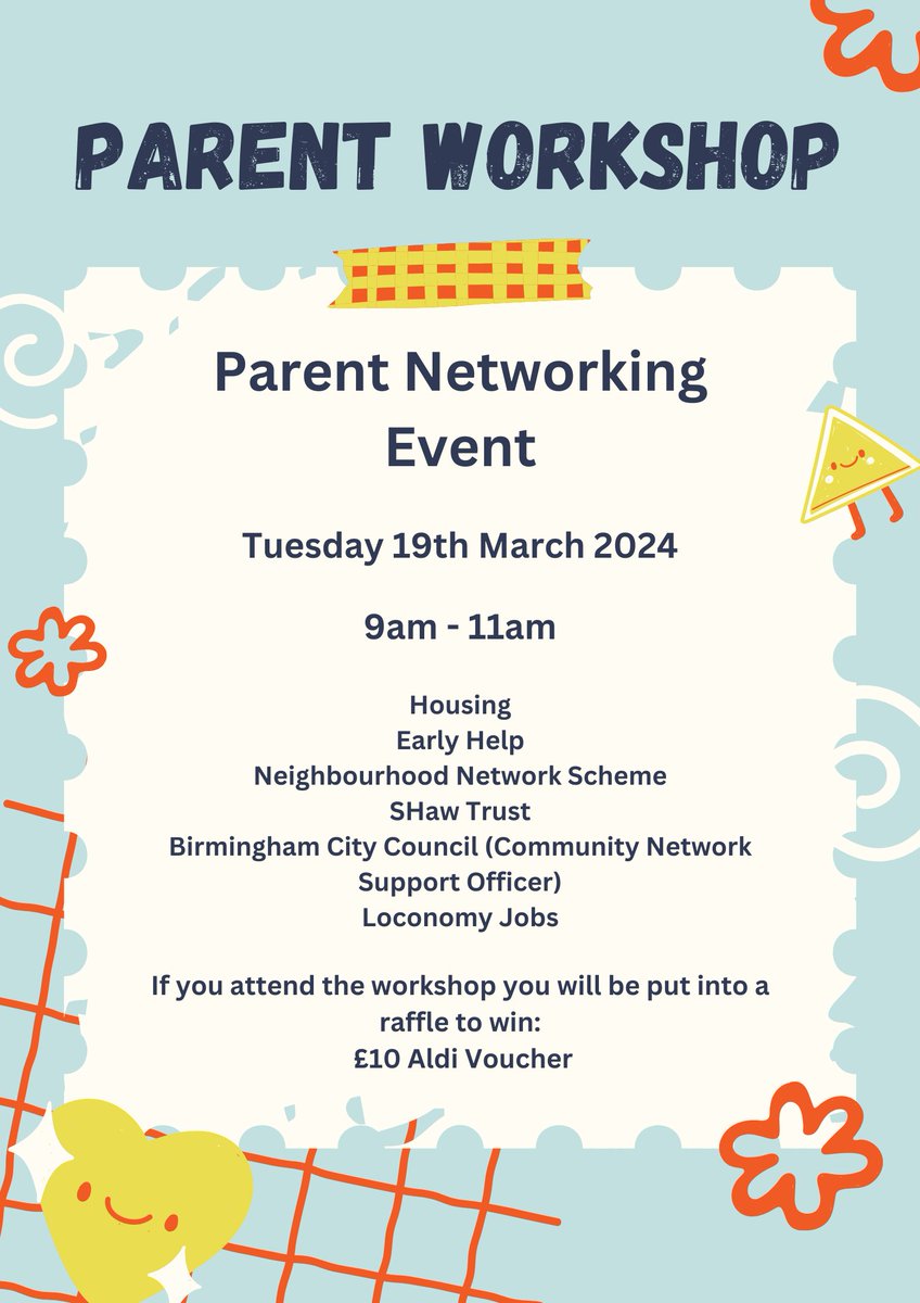 Parent Workshop 19 March 9am - 11am