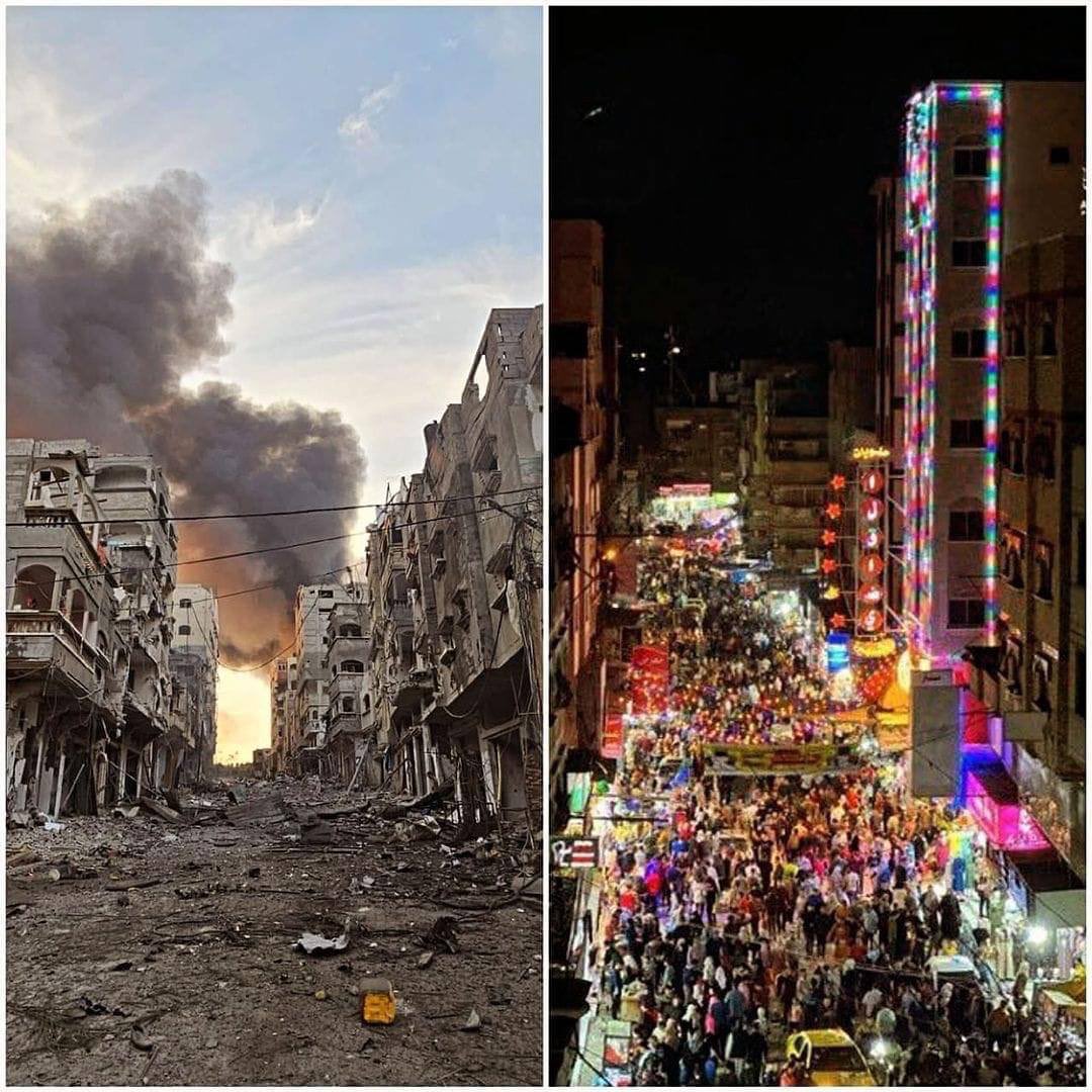 ⚡️Jabalia refugee camp, Gaza; March 2024.

Last Ramadan compared to this one.