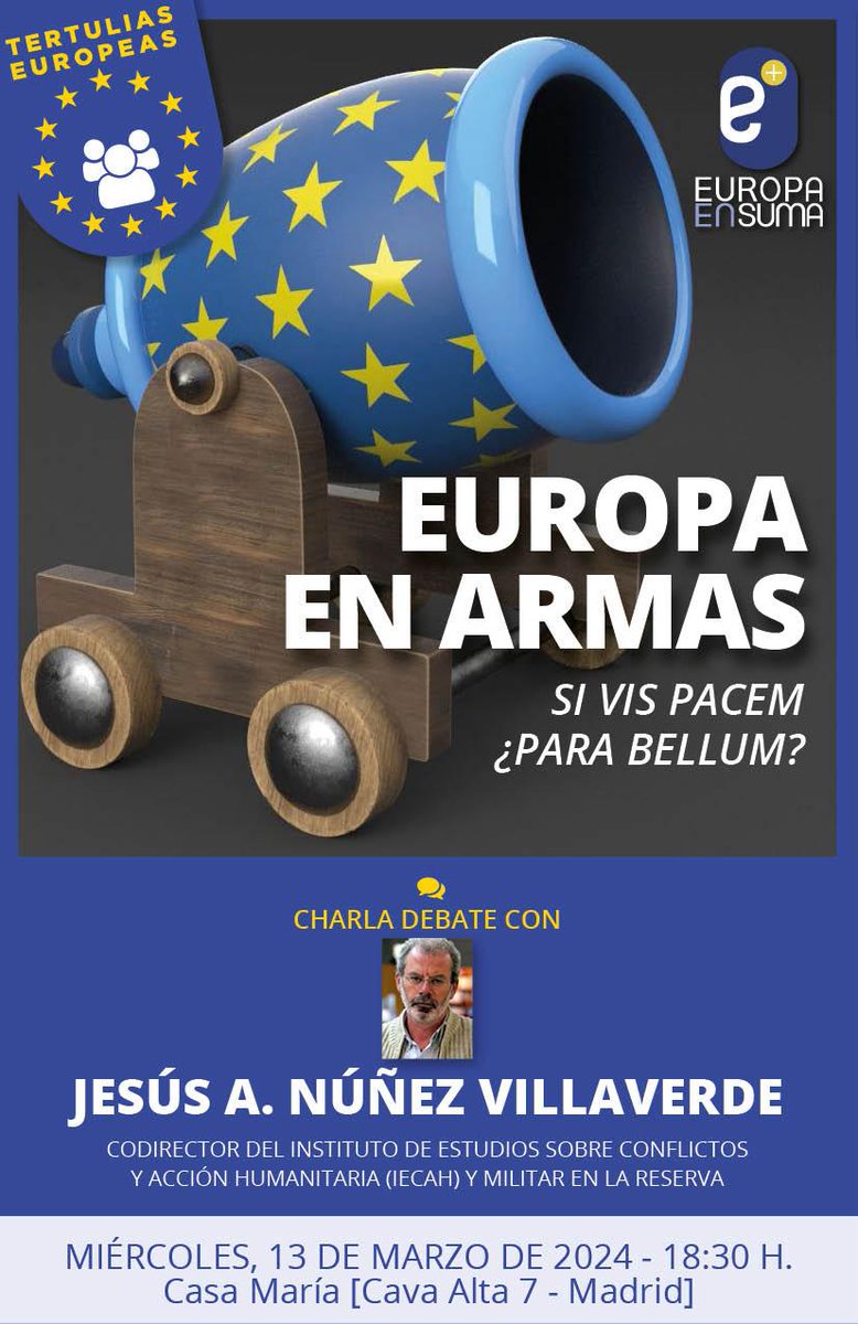 🇪🇺 En menos de 30 minutos debatiremos con Jesús A. Nuñez Villaverde @InstitutoIECAH sobre el rearme europeo en nuestra nueva tertulia europea. ¡Participa a través de Zoom! 📺 👇🏻 us02web.zoom.us/j/86945789367?…