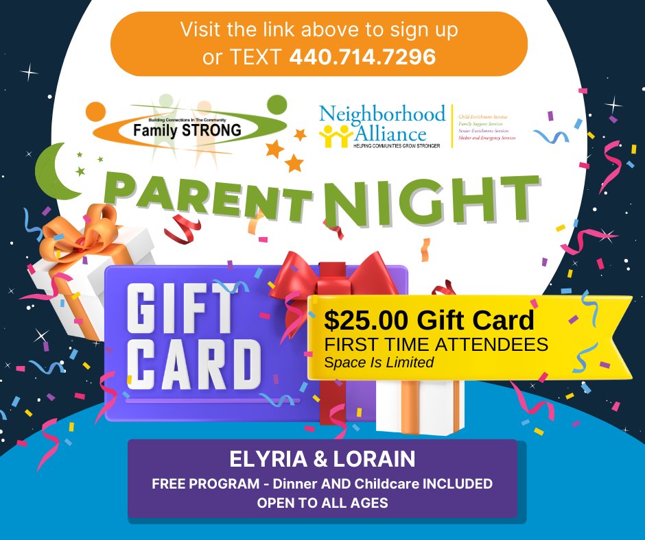Each program offers FREE dinner, FREE Childcare, AND a $25 gift card to ALL registered first-time attendees.

Register ONLINE - docs.google.com/forms/d/e/1FAI…

 or Text 440.714.7296

#childenrichmentprogram #FamilyEnrichment #MyAllianceNEO #consciousdiscipline