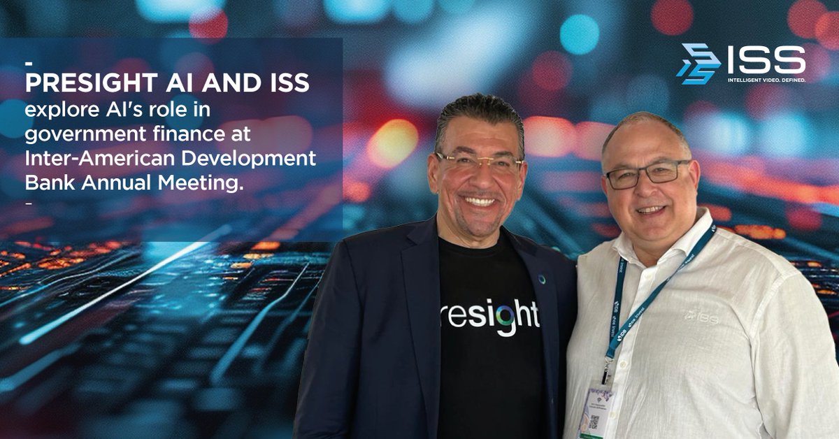 Isscctv's tweet photo. Presight AI and ISS hosted a successful forum at the Inter-American Development Bank Meeting, exploring 'The AI Frontier in Government Finance' and innovative strategies for combating financial crimes. 👉 Full press release: https://t.co/NWwqwrjxcx #AIinFinance #GovernmentFinance https://t.co/85IUv1nKdh
